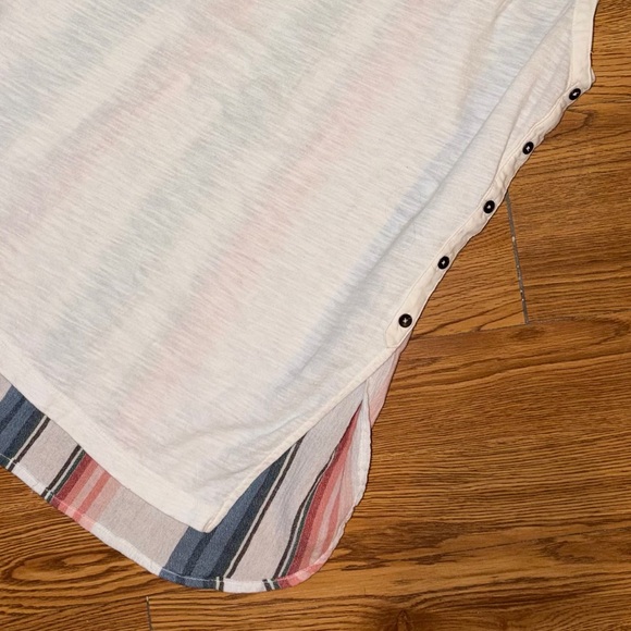 Anthropologie Little Yellow Button Striped Cotton Tank - Picture 6 of 8